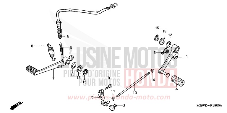 BREMSPEDAL/SCHALTPEDAL von CBR600F Special Edition WINNING RED (R258) von 2002